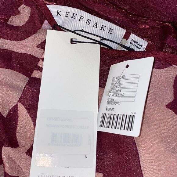 KEEPSAKE Bordeaux Romantic Rebel Burnout Skater Dress-L NWT - Picture 8 of 10